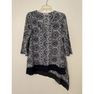 Pre-Owned Adore Blue White Size Medium Tunic Blouse